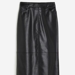 H&M Faux Leather Black Midi/ Maxi Skirt